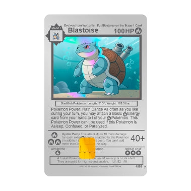 WONDCARD - Cartão De Metal - Blastoise Silver Com Película Holográfica WONDCARD - Cartão De Metal - Blastoise Silver Com Película Holográfica